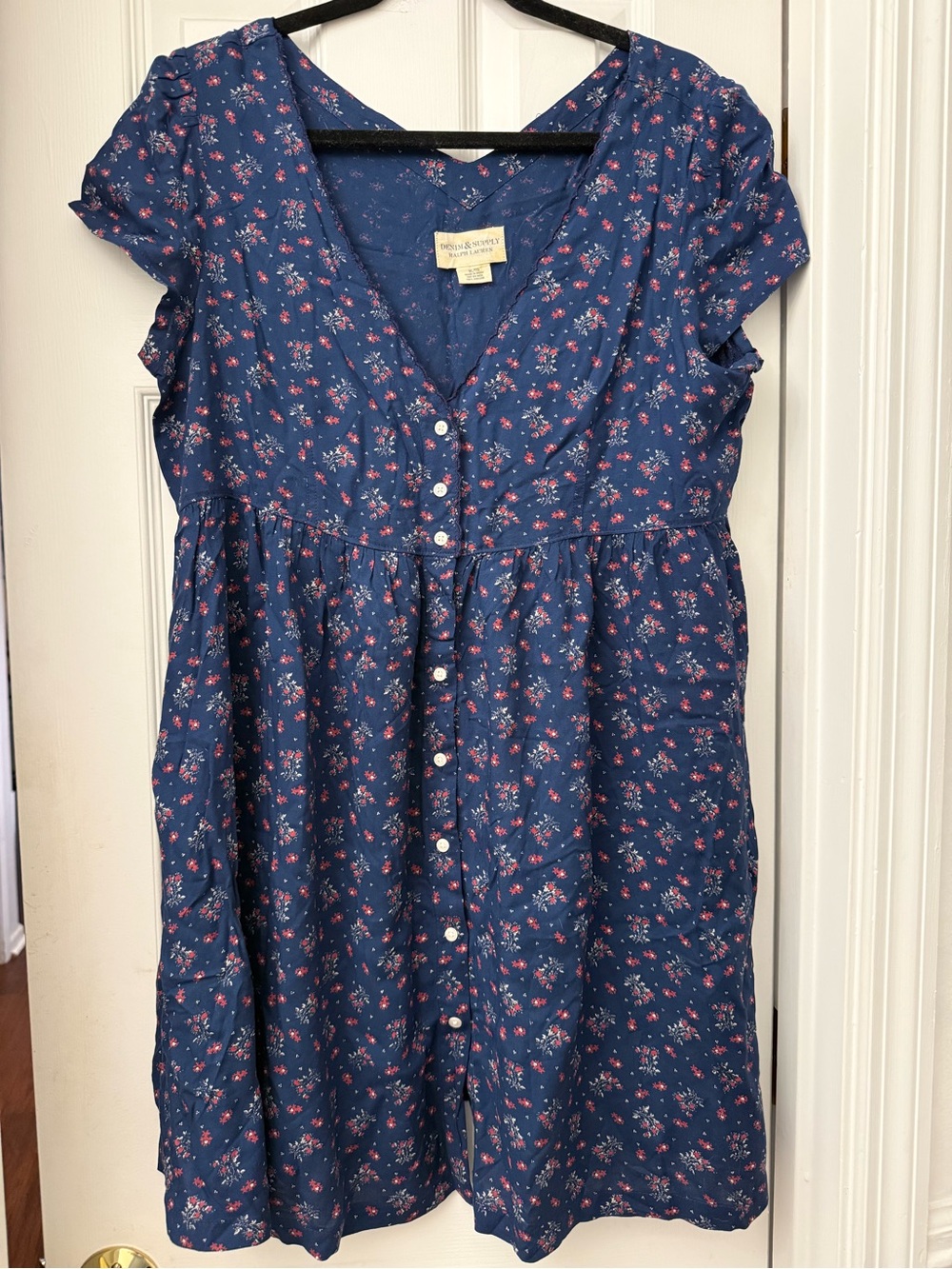 Denim & Supply Ralph Lauren Navy Floral Button-Front Tunic XL